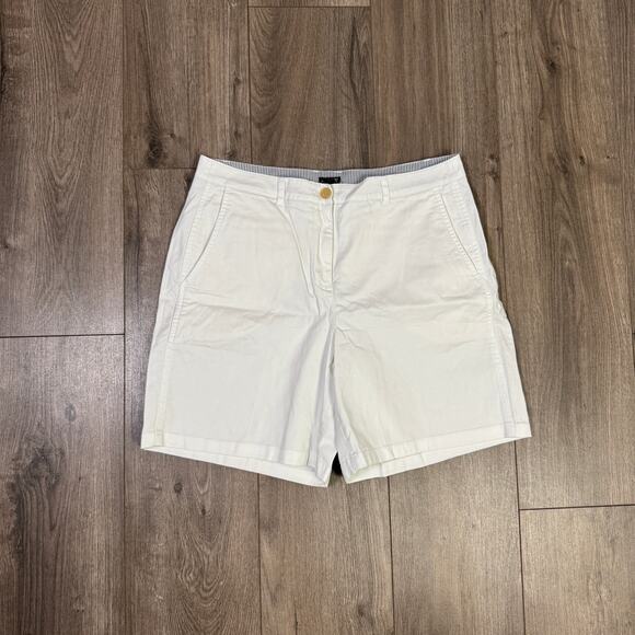 J.Crew 7" Heritage Classic Chino Short Sz 8 White Highrise Slant Pockets Stretch - Picture 2 of 6